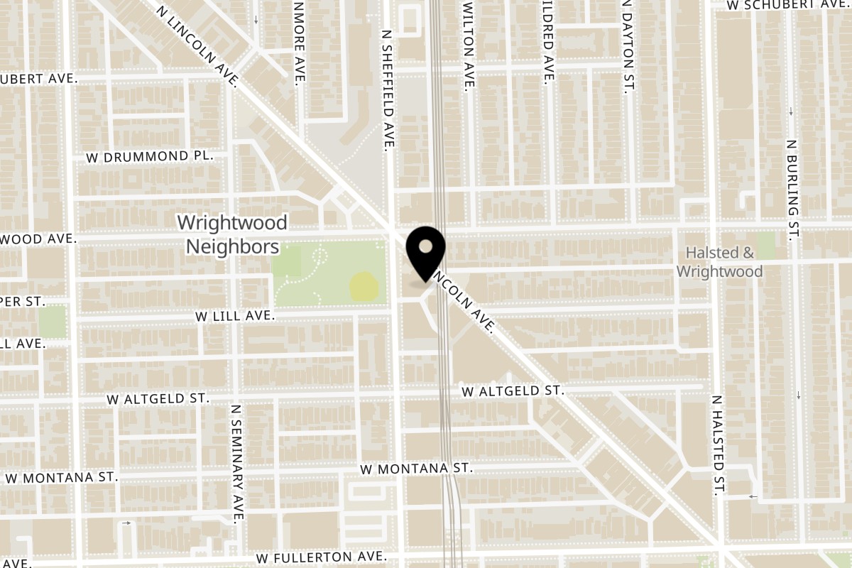 Map showing the location of Prost! on 2566 N Lincoln Ave in Chicago